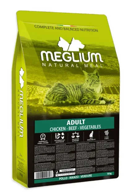 Корм Meglium Cat Adult (Курица, говядина, овощи) для кошек