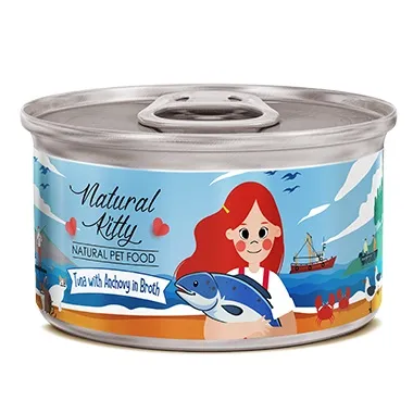 Natural Kitty Тунец с анчоусами в бульоне, 80 г