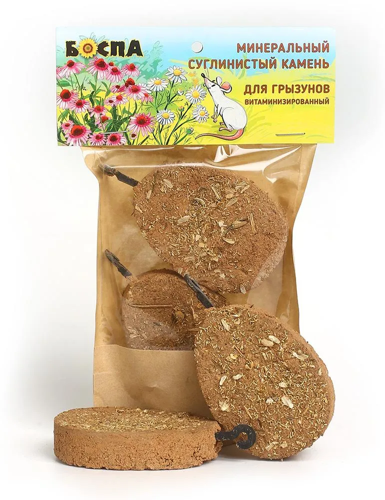 БОСПА ЭКО Минеральный суглинистый камень для грызунов Витаминизированный