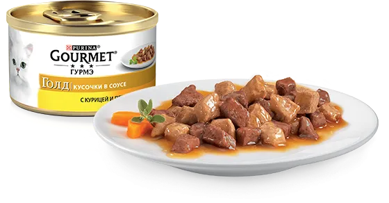 Gourmet Голд Кусочки в соусе с курицей и печенью, 85 г