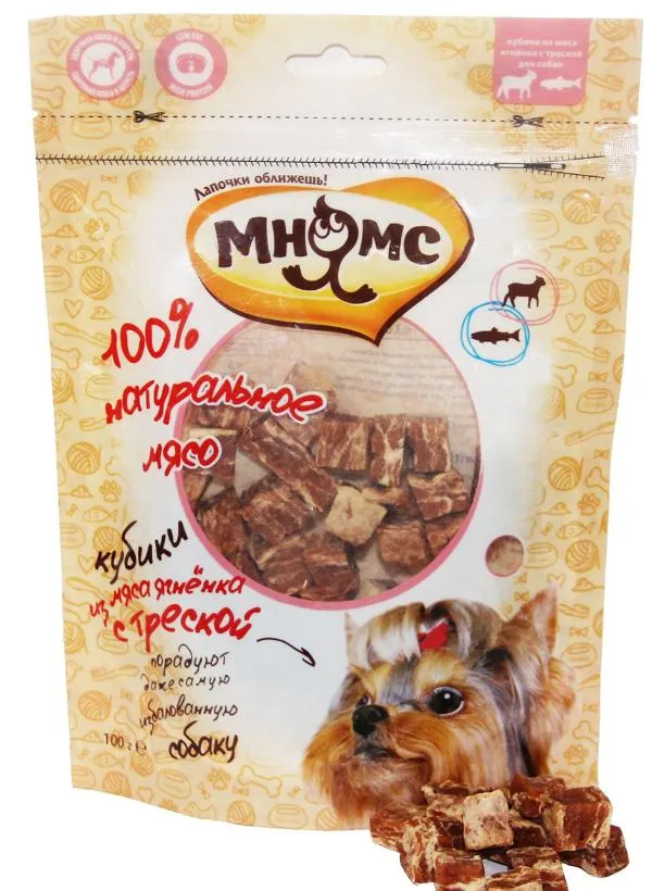 Мнямс Кубики из мяса ягненка с треской 100 г