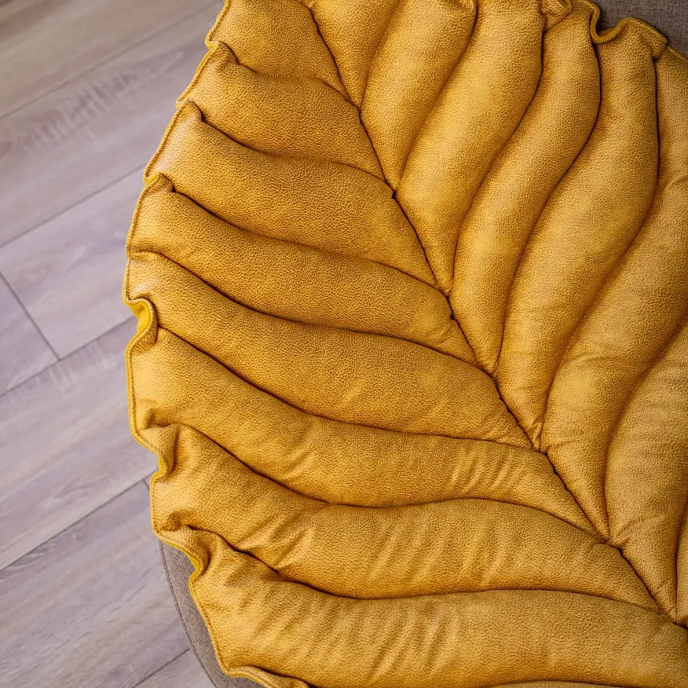 Mr.Kranch Лежанка двухстороняя c имитацией кожи Листочек, охра