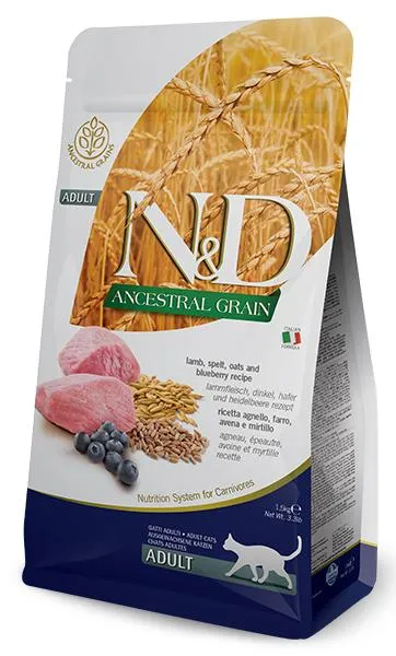 Корм Farmina N&D Ancestral Grain Cat (Ягненок и черника) для кошек