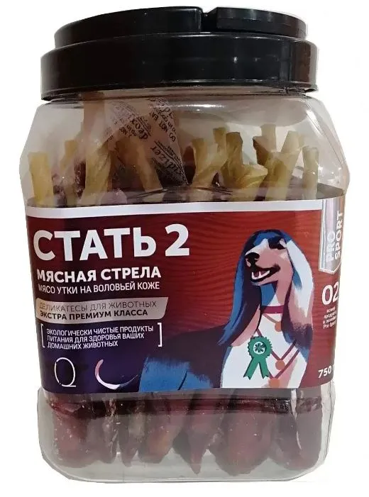 GreenQZin Стать-2 (Сушеное мясо утки на воловьей коже), 750 г