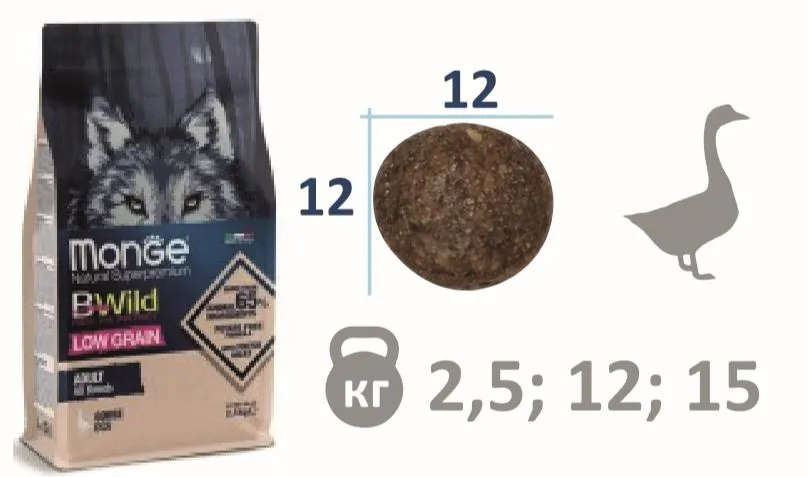 Monge Dog BWild Low Grain Adult All Breeds (Гусь)