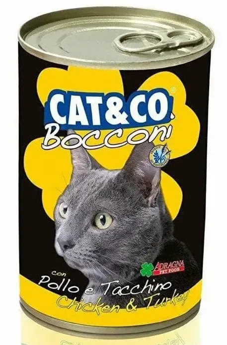 Adragna Cat&Co Кусочки курицы и индейки в соусе, 405 г