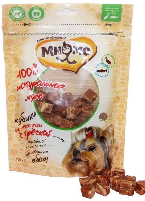 Мнямс Кубики из мяса утки с треской 100 г