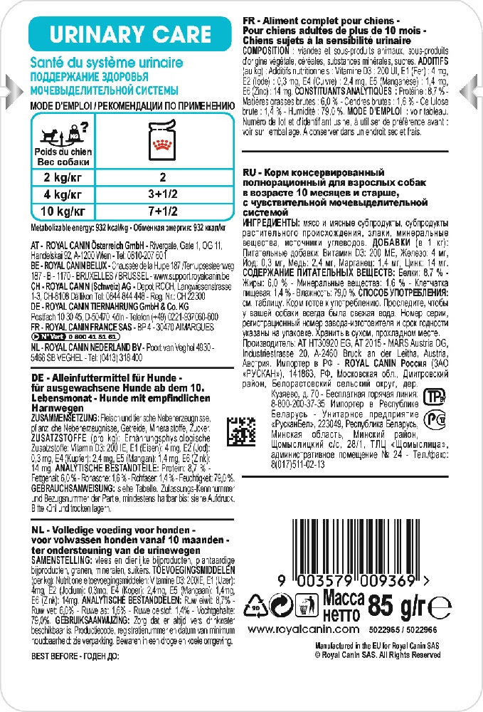 Royal Canin Urinary Care Dog