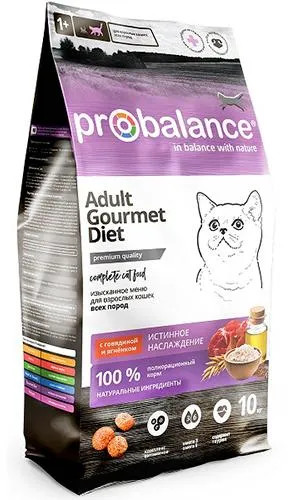 Корм Probalance Cat Adult Gourmet Diet Beef & Lamb для кошек