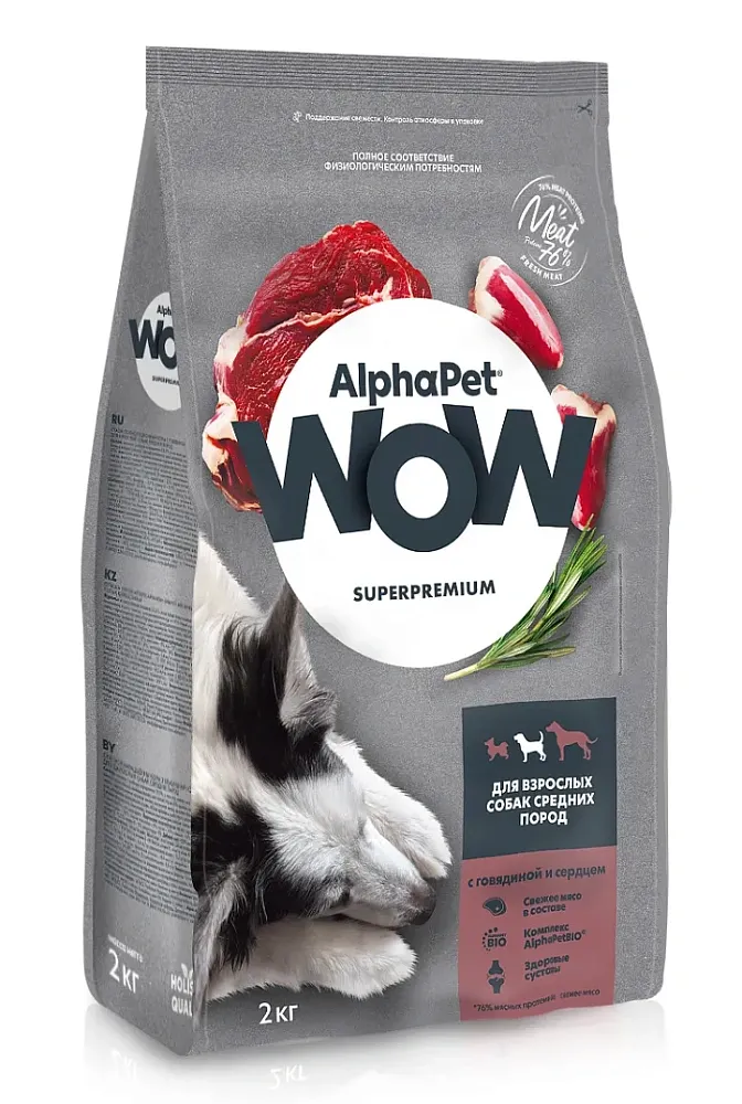 AlphaPet WOW Superpremium Dog Medium Adult (Говядина с сердцем)