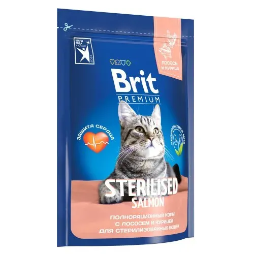 Корм Brit Premium Cat Sterilised (Лосось, курица) для кошек