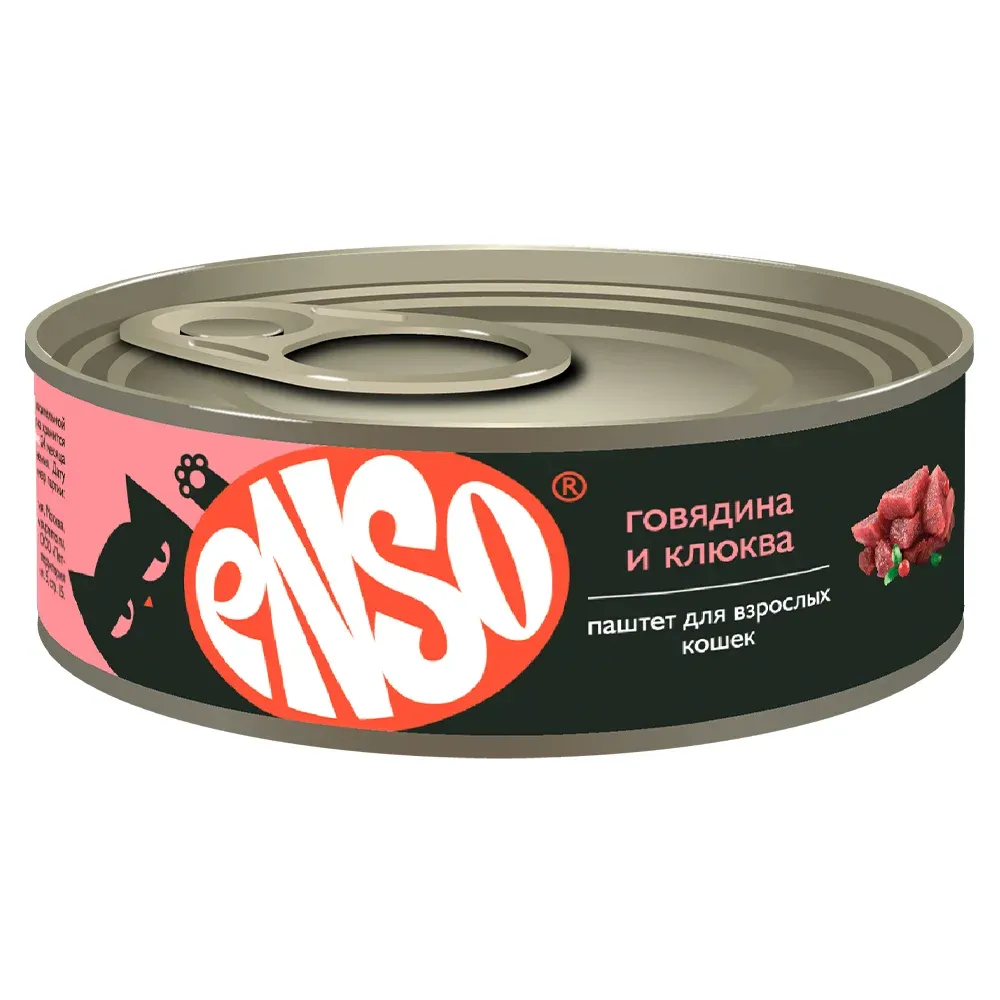 ENSO Консервы для кошек (Говядина, клюква), 100 г