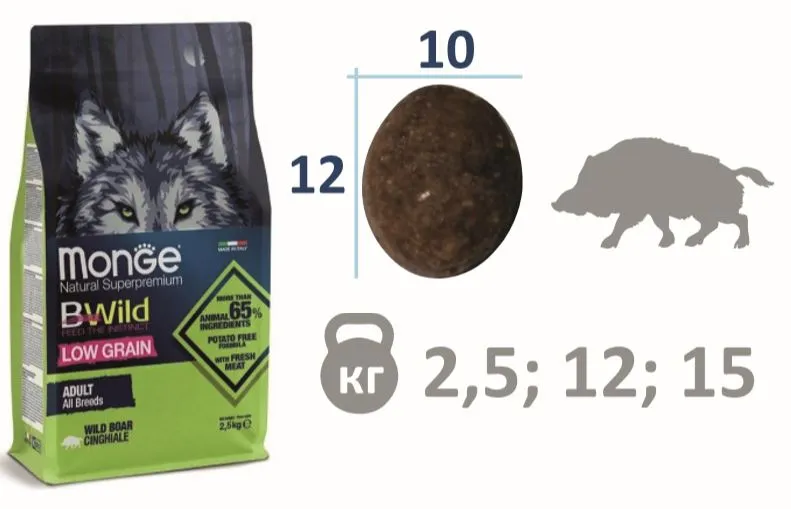 Monge Dog BWild Low Grain Adult All Breeds (Дикий кабан)