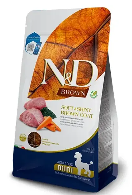 Farmina N&D Brown GF Adult Mini (Ягненок, спирулина, морковь)