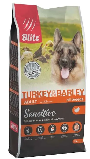 BLITZ Sensitive Adult (Индейка, ячмень), 1,8 кг