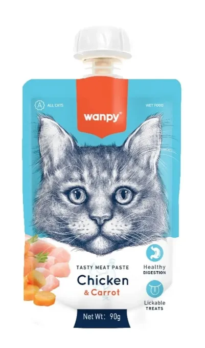 Wanpy Cat Мясной мусс из курицы и моркови, 90 г
