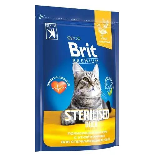Корм Brit Premium Cat Sterilized (Утка, курица) для кошек