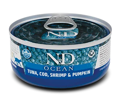 Консервы Farmina N&D Ocean Cat (Тунец, треска, креветки, тыква)