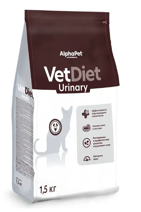 AlphaPet Vet Diet Cat Urinary Диетический корм для взрослых кошек при заболеваниях мочевыводящих путей