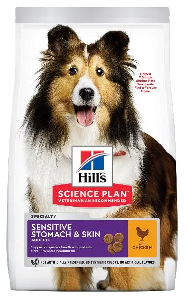 Hill"s Science Plan Sensitive Stomach & Skin для собак средних пород (курица), 14 кг