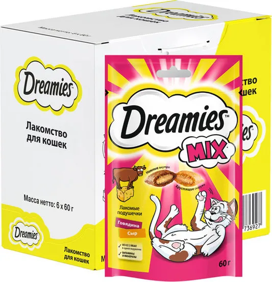 Dreamies Подушечки для кошек с говядиной и сыром