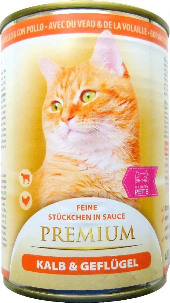 My Happy Pets Premium Консервы для кошек (Телятина, домашняя птица), 415 г