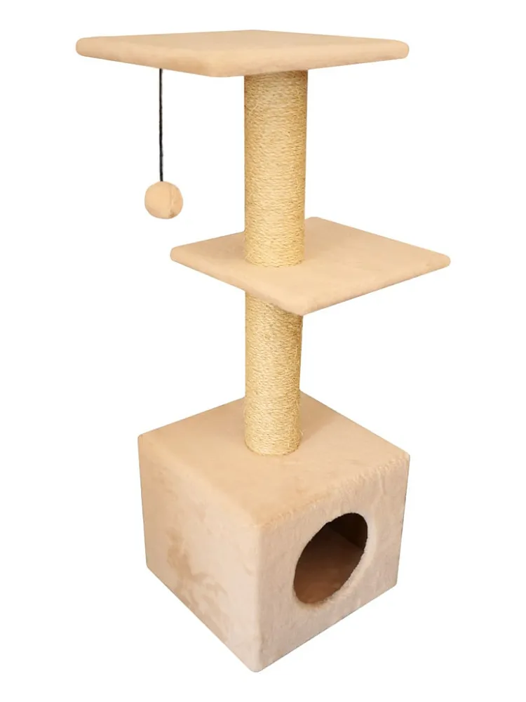 Cat House Когтеточка "Домик с 2-мя полками", 100 см, сизаль