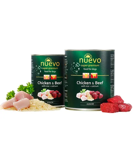 Nuevo Junior Chicken & Beef with rice + calcium dog