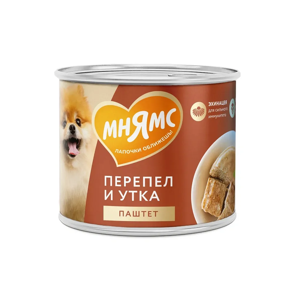Мнямс консервы для собак Паштет из утки и перепела "Сильный иммунитет"