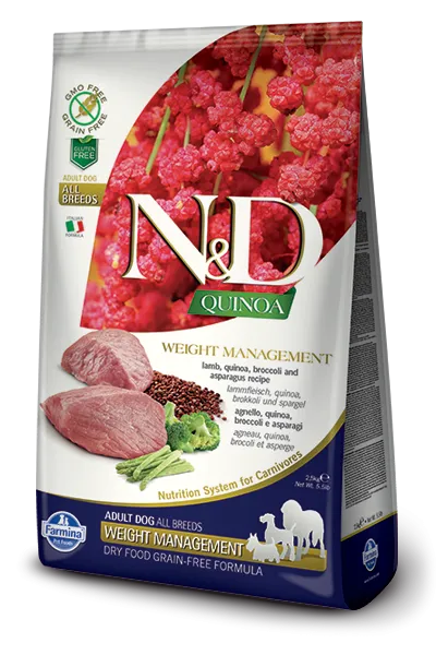 Farmina N&D Quinoa Weight Management Adult All Breeds (Ягненок, киноа, брокколи, спаржа), 800 г