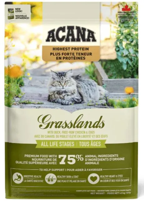 Корм ACANA GRASSLANDS Cat & Kitten (Утка, курица, индейка, сиг, перепел) для кошек