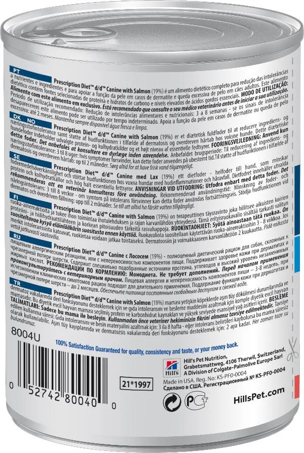 Hill's d/d Food Sensitivities влажный корм для собак с лососем