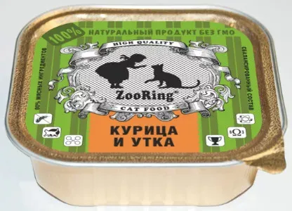 ZooRing Паштет Курица и утка для кошек, 100 г