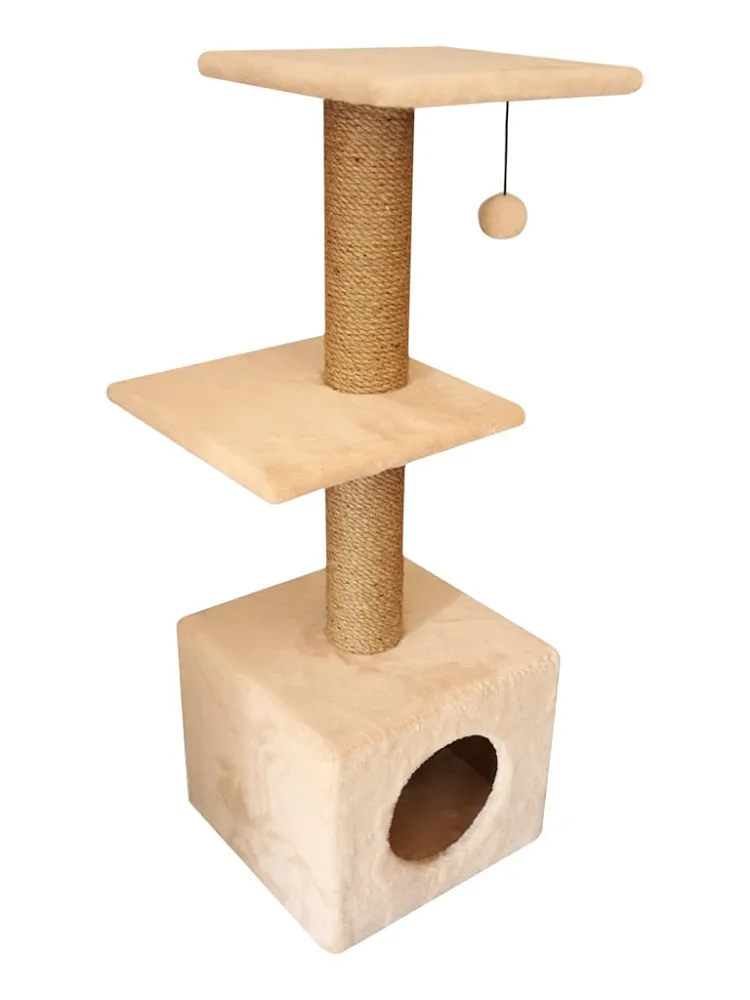 Cat House Когтеточка "Домик с 2-мя полками", 100 см, джут