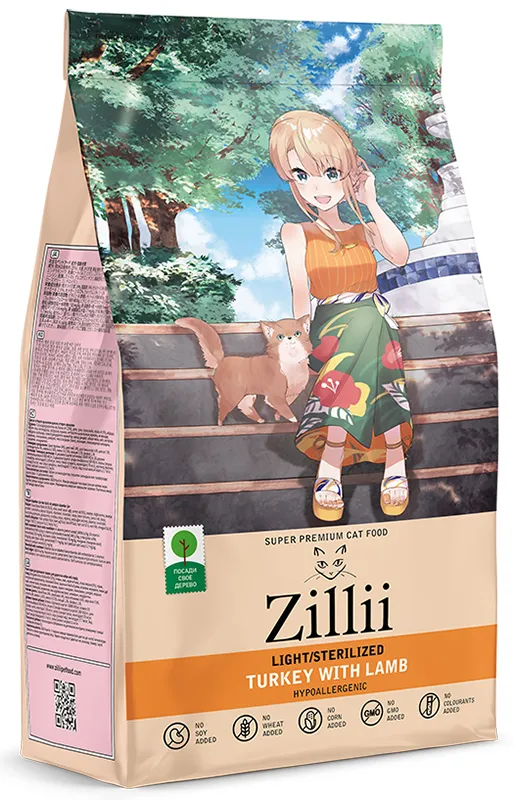 ZILLII Light & Sterilized Cat (Индейка, ягненок)