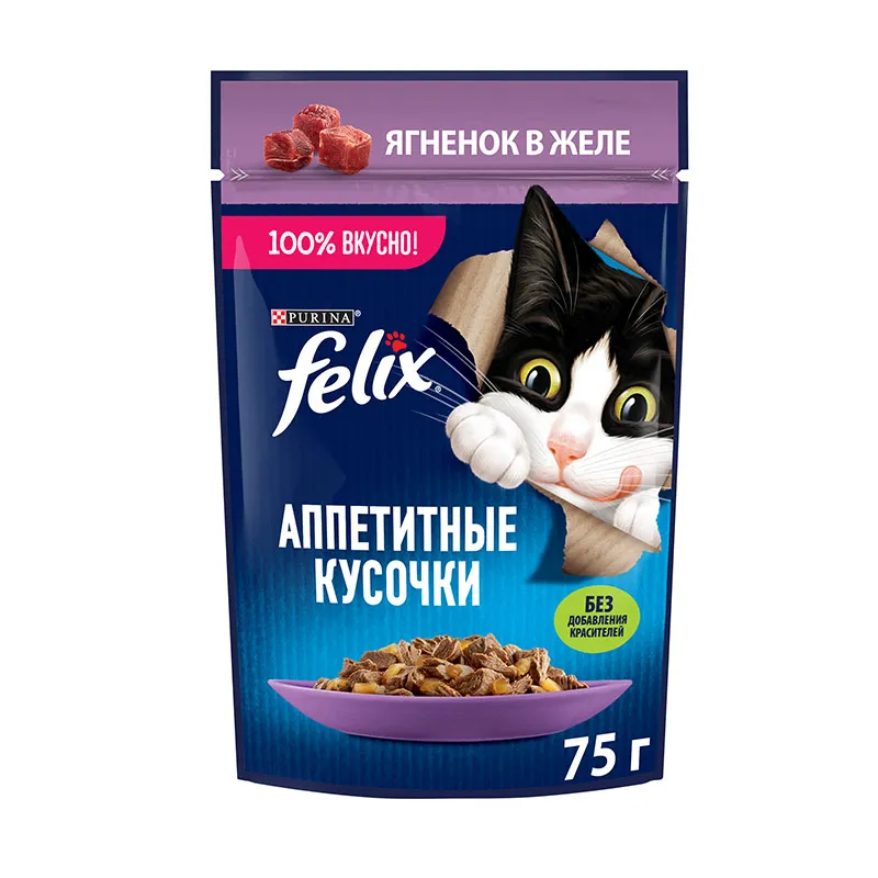 Felix Аппетитные кусочки для кошек (Ягненок в желе), 75 г