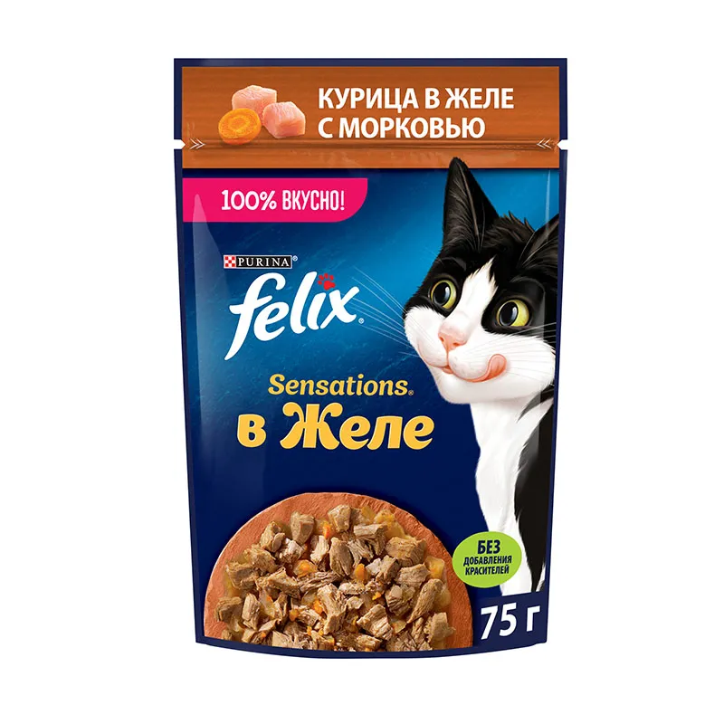 Felix Sensations для кошек (Курица с морковью в желе)