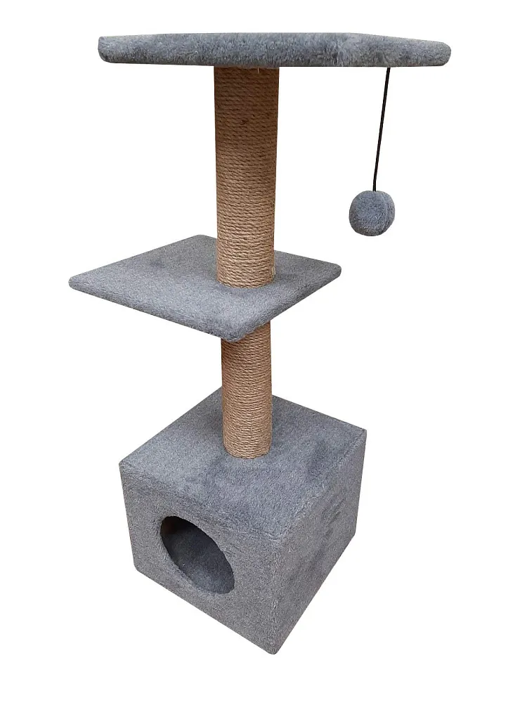 Cat House Когтеточка "Домик с 2-мя полками", 100 см, джут