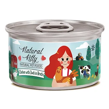 Natural Kitty Курица с уткой в бульоне, 80 г