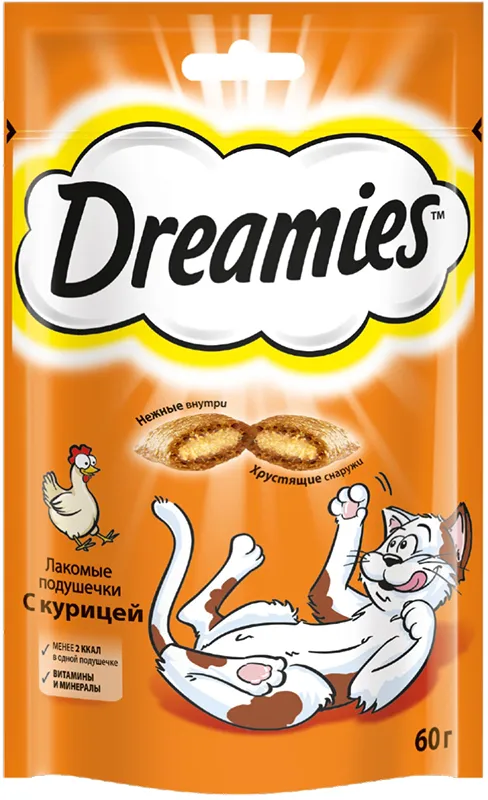 Dreamies Подушечки для кошек с курицей