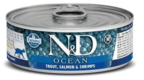 Консервы Farmina N&D Ocean Cat (Форель, лосось, креветки), 70 г