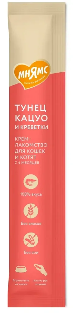 Мнямс Крем-лакомство с тунцом Кацуо и креветками