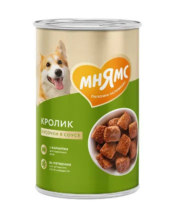 Мнямс консервы для собак Кусочки в соусе с кроликом "Фитнес"