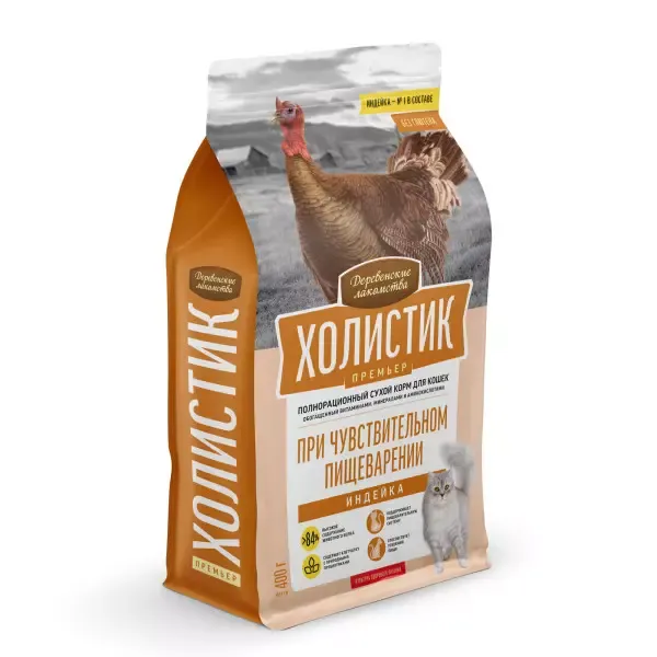 Деревенские лакомства Холистик Премьер при чувствительном пищеварении для кошек (Индейка)