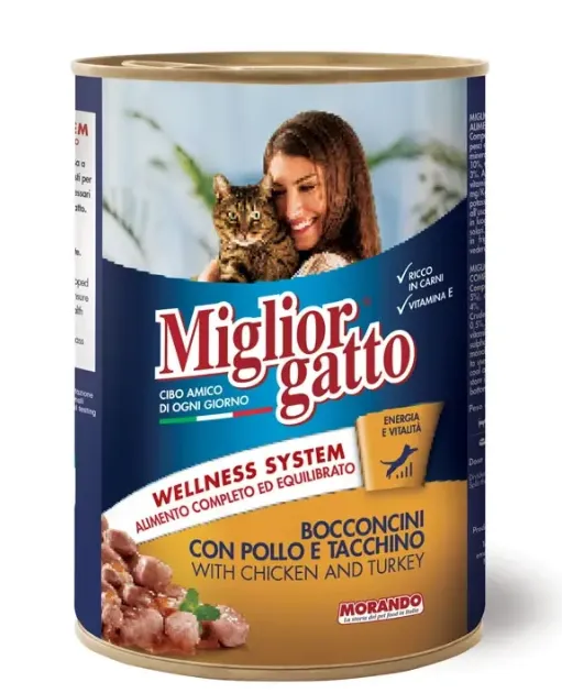 Miglior Gatto Кусочки с курицей и индейкой в соусе (консервы), 405 г