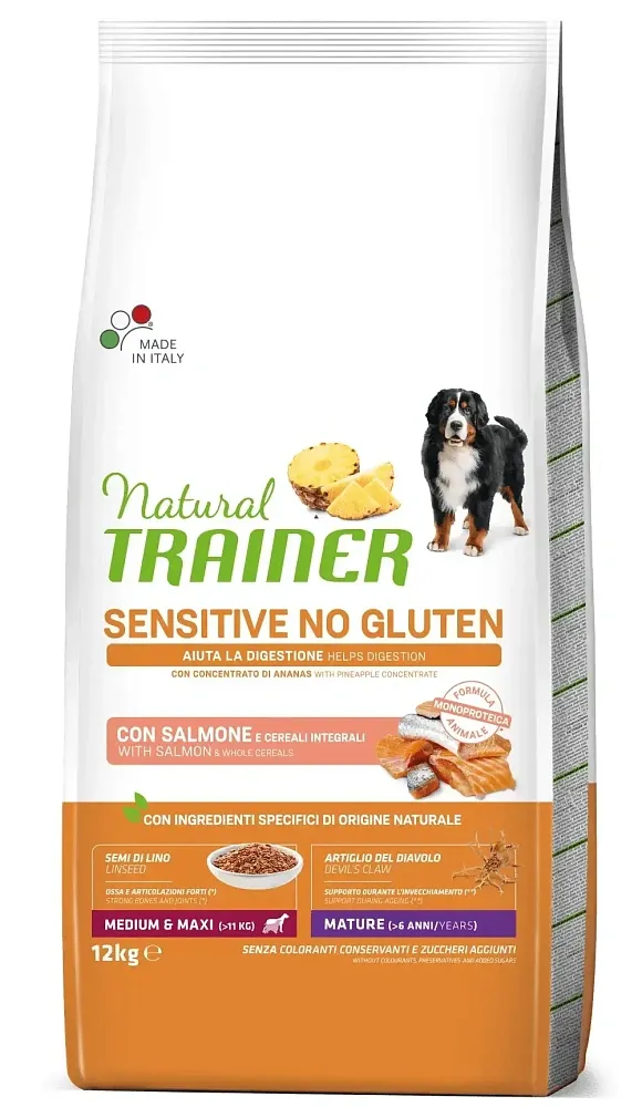 Trainer Natural Sensitive No Gluten Medium&Maxi Mature (Лосось), 12 кг