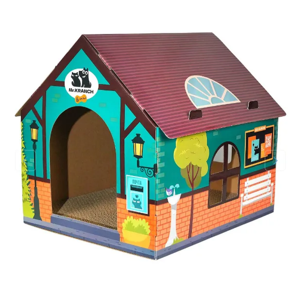 Mr.Kranch Когтеточка-домик из картона зеленая