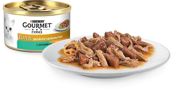 Gourmet Голд Двойное удовольствие с кроликом и печенью, 85 г