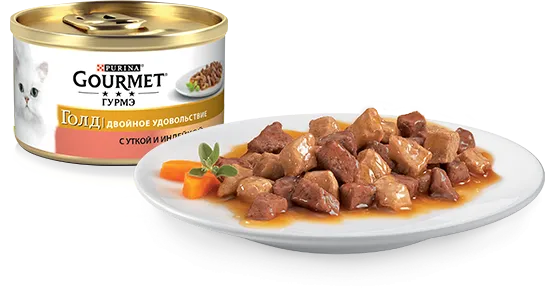 Gourmet Голд Кусочки с уткой и индейкой, 85 г