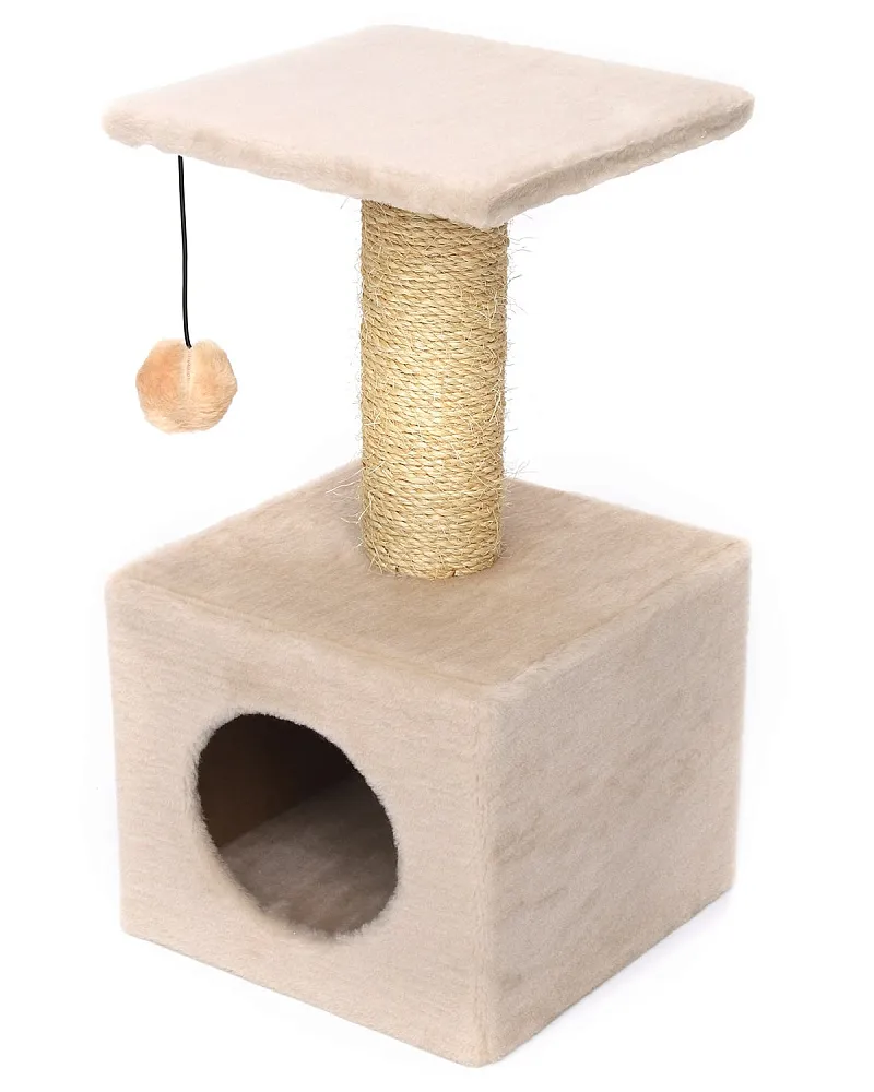 Cat House Когтеточка "Домик с полкой", 65 см, сизаль